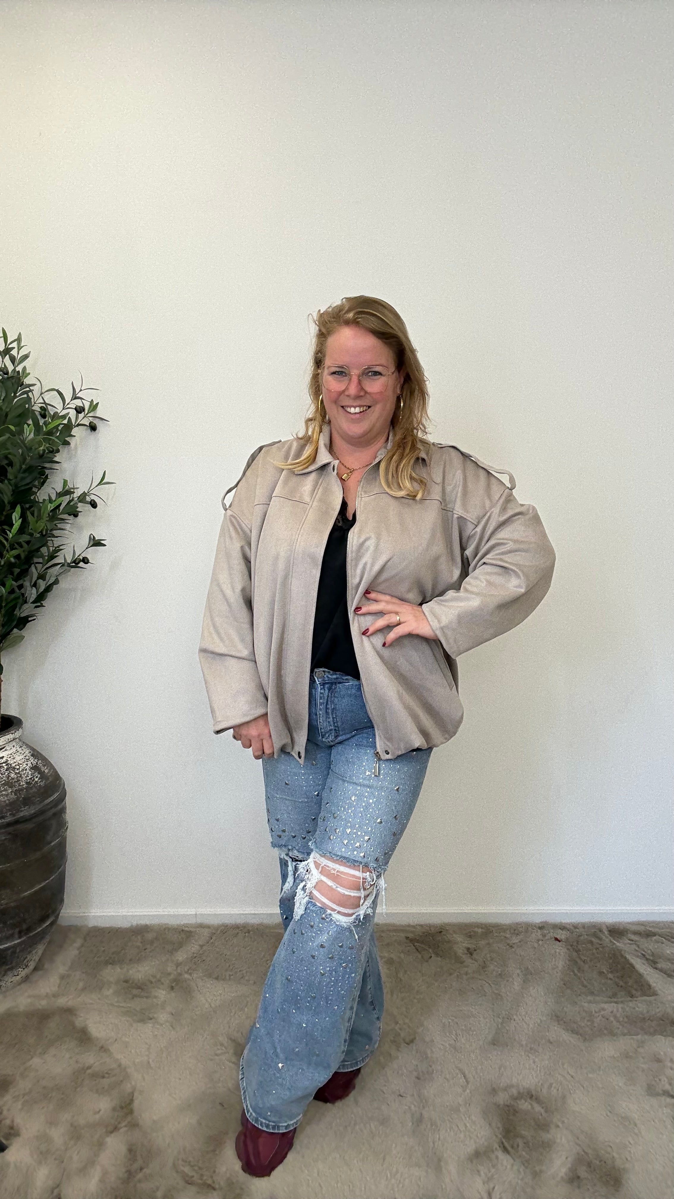 BO DENIM WESTE (38 BIS 50) - SCHWARZ