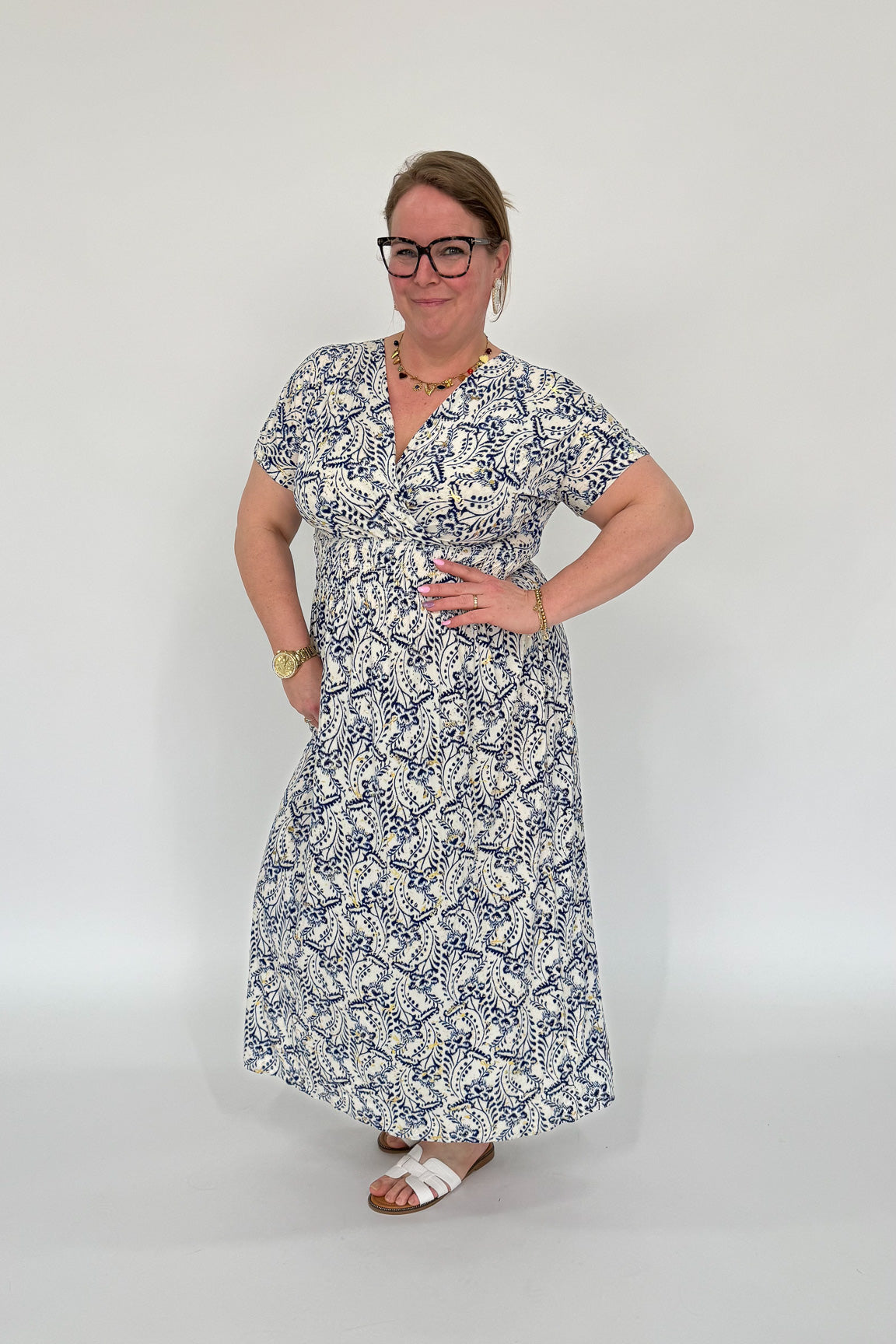 BLUE AND GOLD JURK - 1990