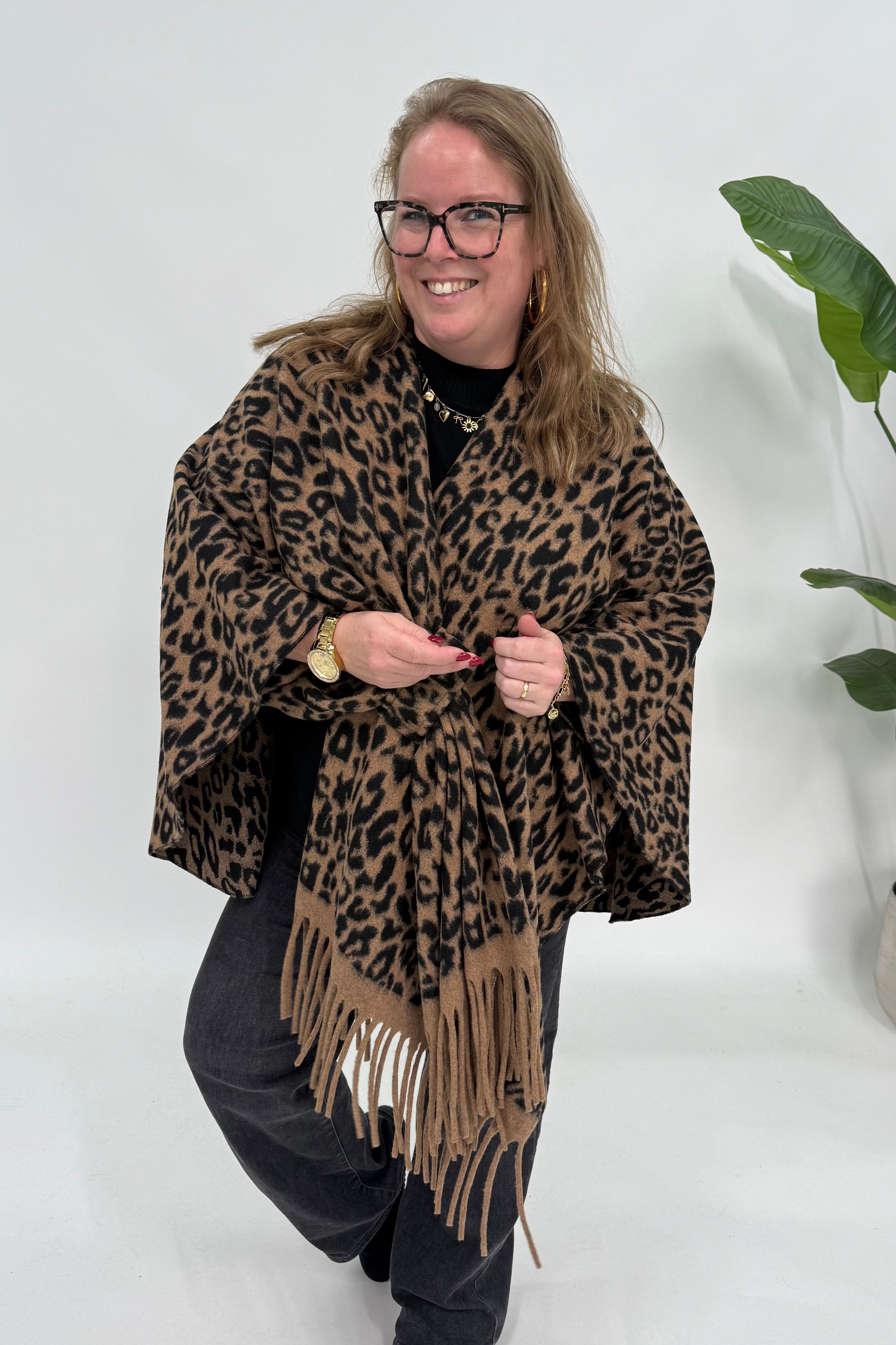 PANTER PONCHO ZWART/BRUIN