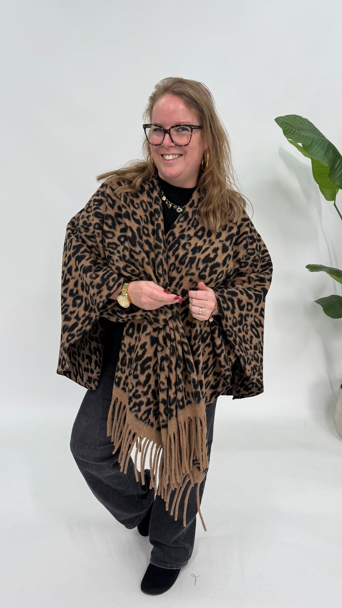 PANTER PONCHO ZWART/BRUIN