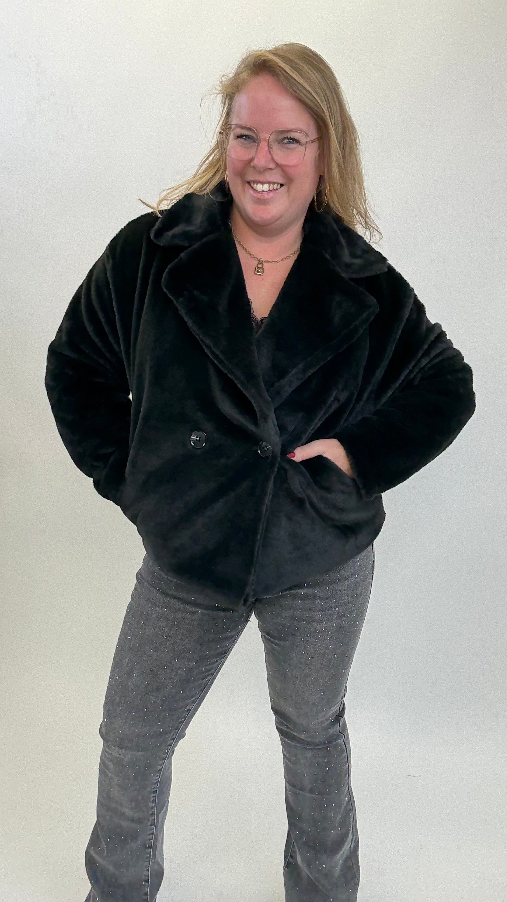 BO DENIM WESTE (38 BIS 50) - SCHWARZ