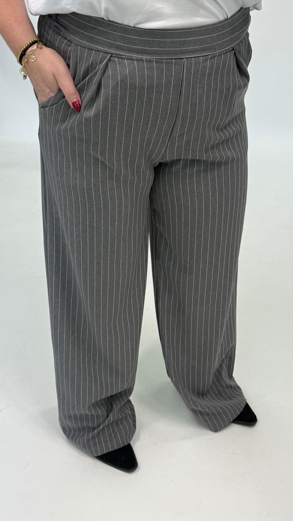 KRIJTSTREEP PANTALON GRIJS