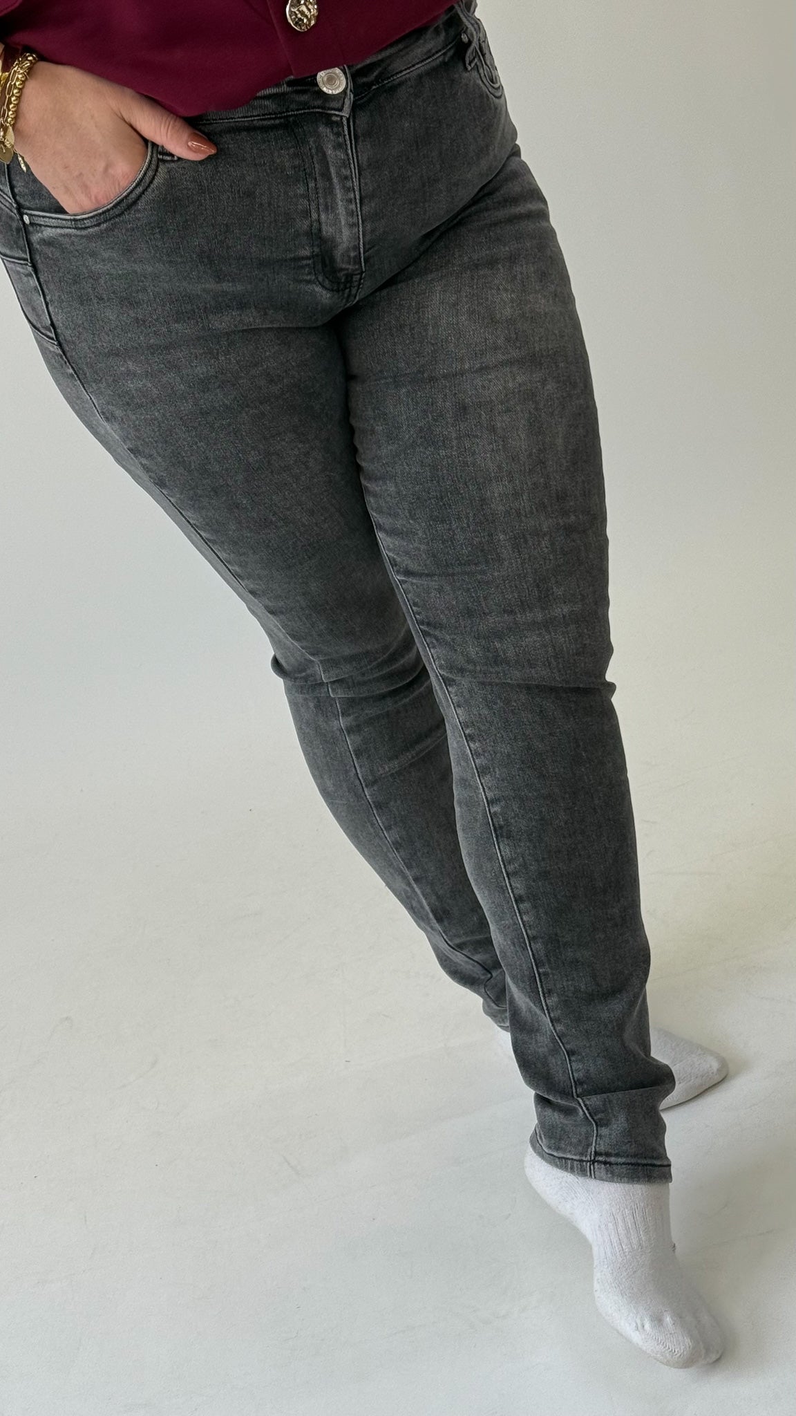 MOM WIDE LEG JEANS MERK GOODIES DJ2456 (40 bis 48) - GRAU