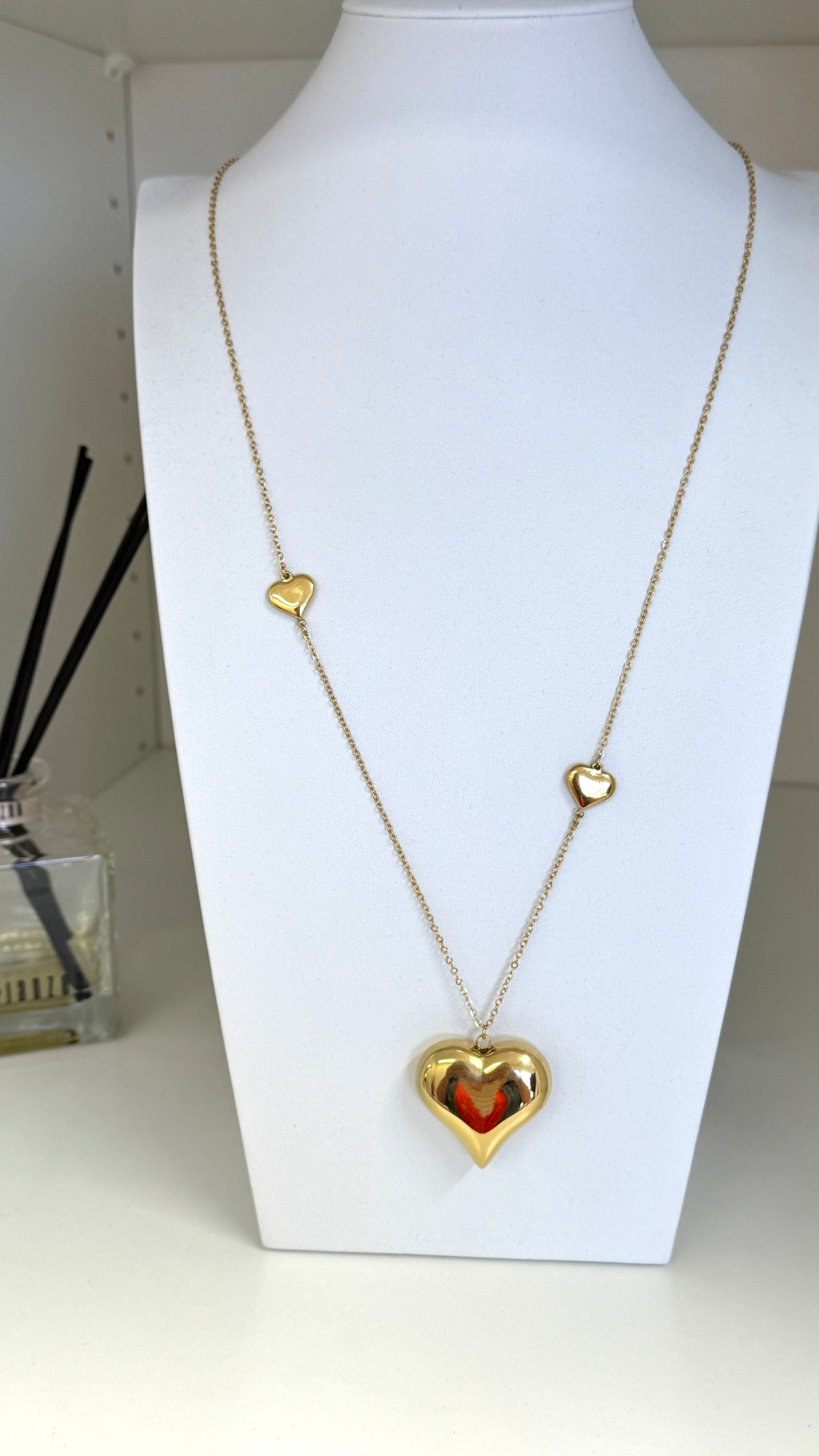 DIAMANT-HERZ-KETTE - GOLD