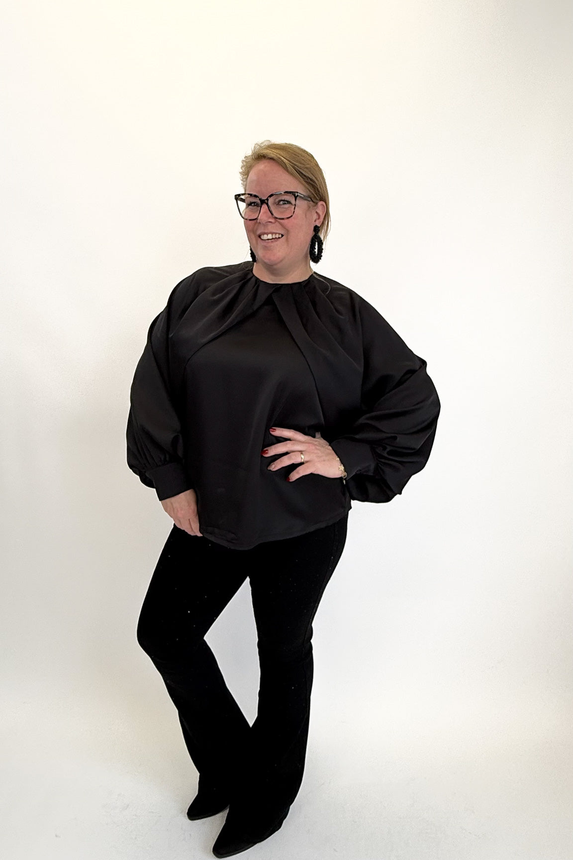 SATIN HOGE HALS TOP - 1817