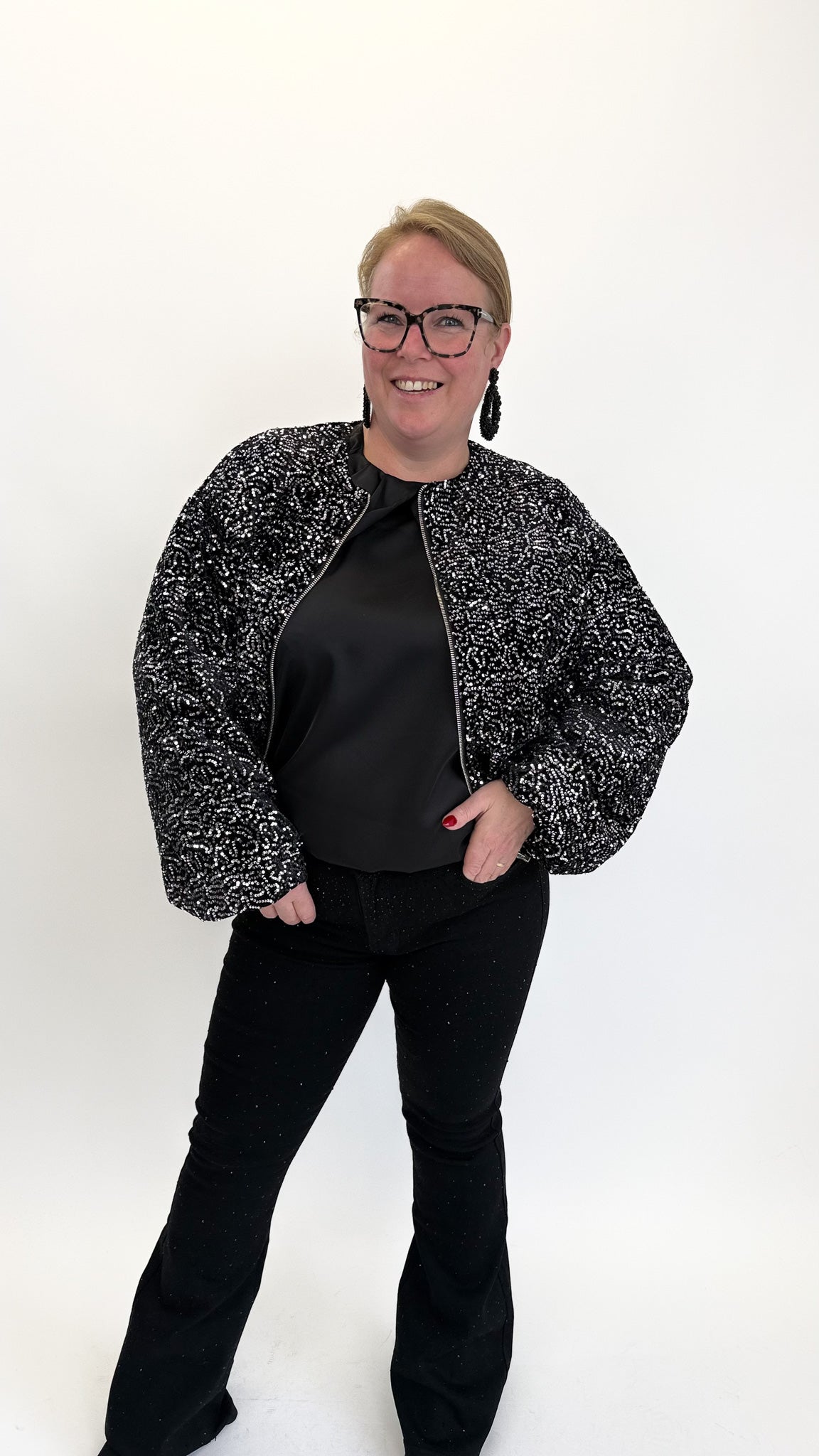 BO DENIM WESTE (38 BIS 50) - SCHWARZ