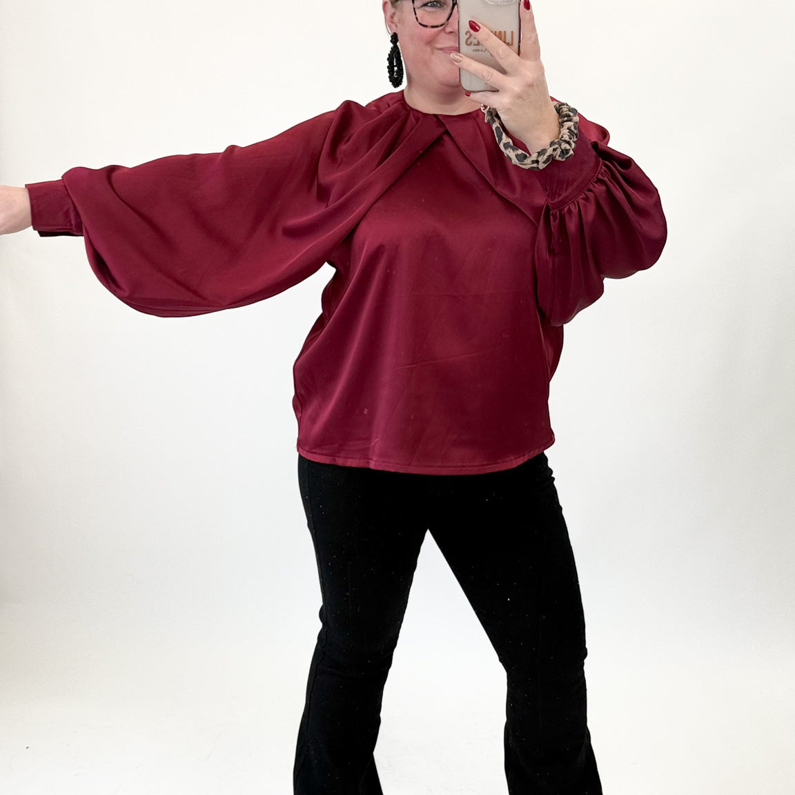 SATIN HOGE HALS TOP - 1817