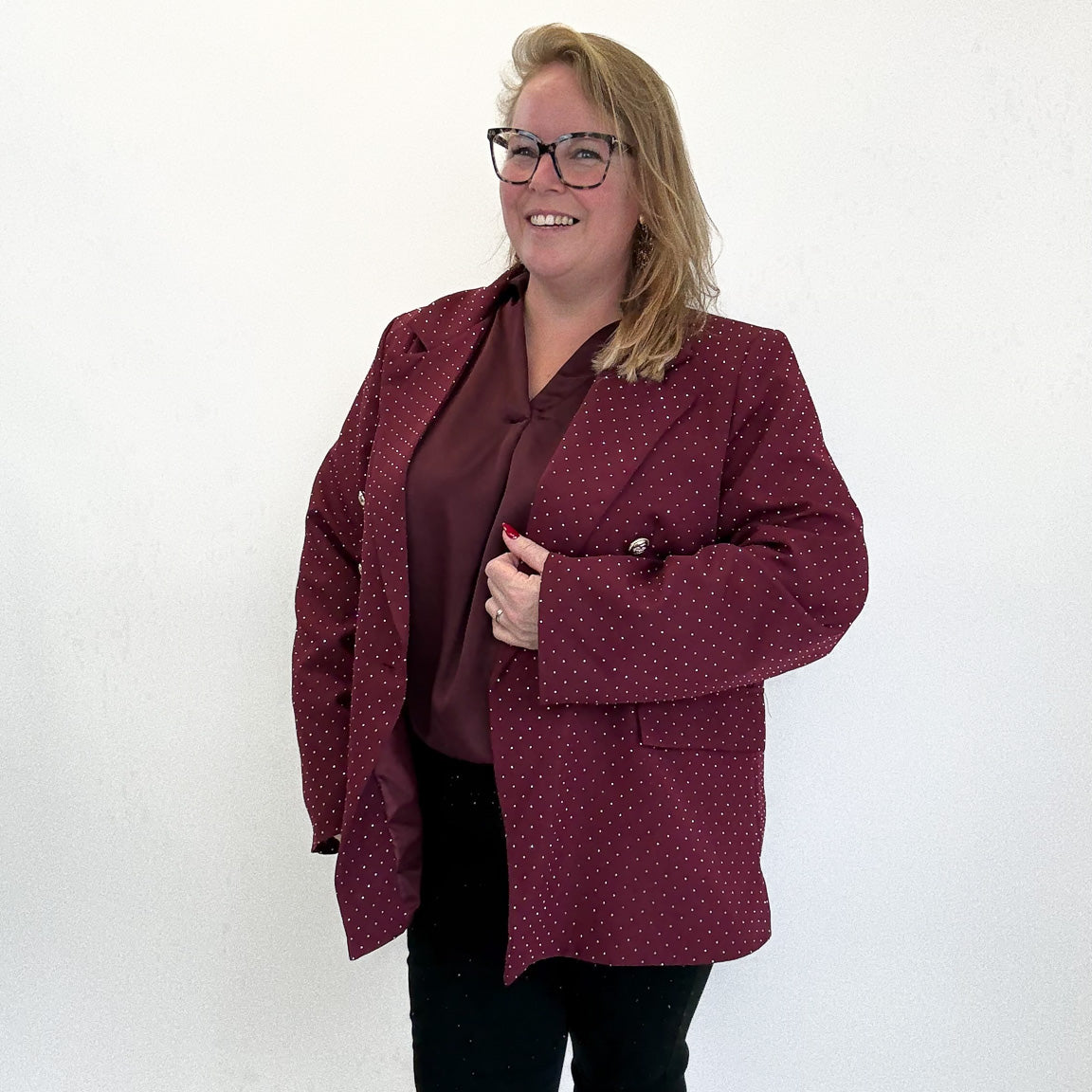 DOUBLE BREASTED DIAMOND BLAZER - 1818