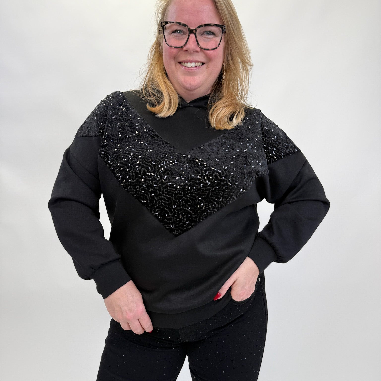 PAILLET HOODIE SWEATER - 1849