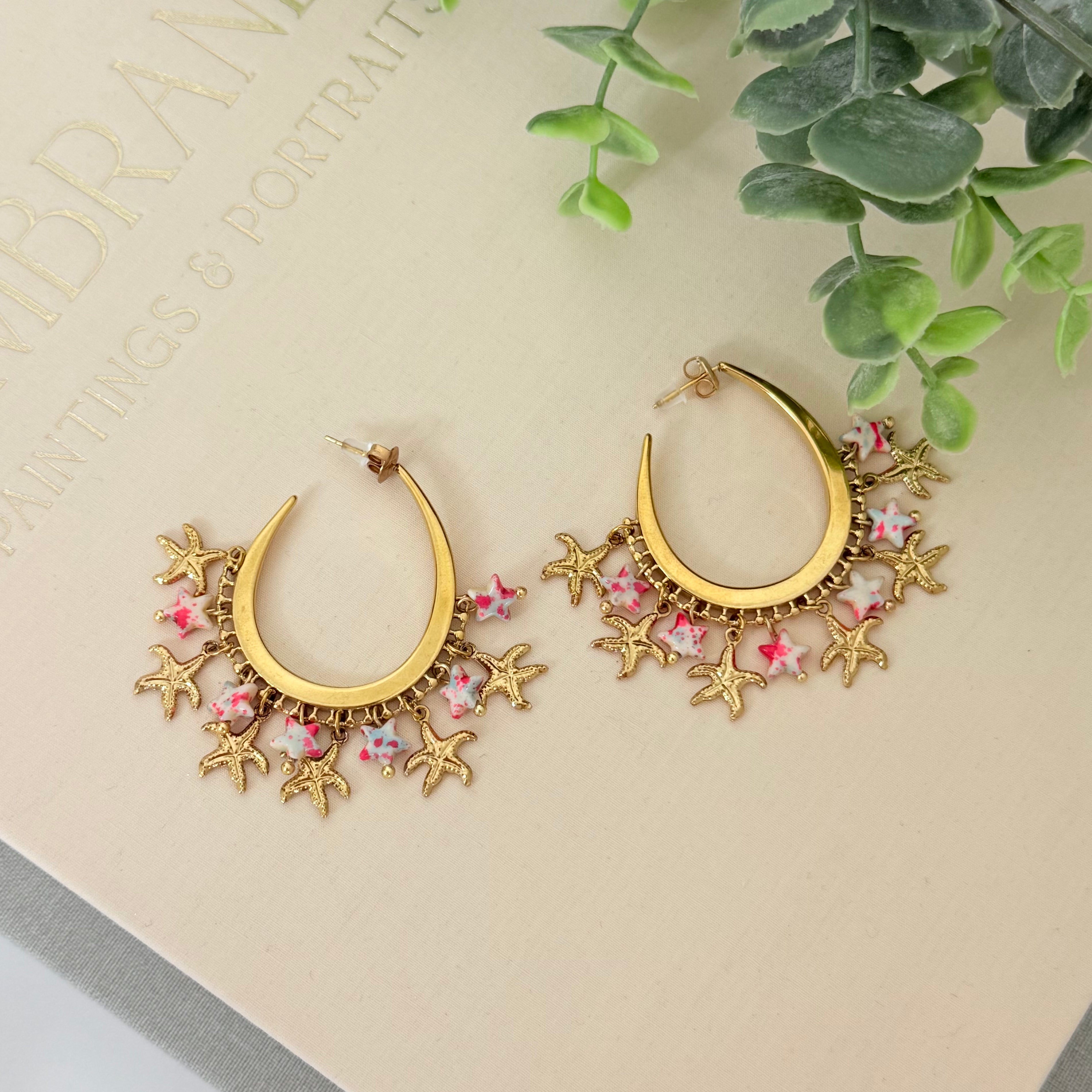 OVAALE STEINOHRRINGE - 2 KLAR