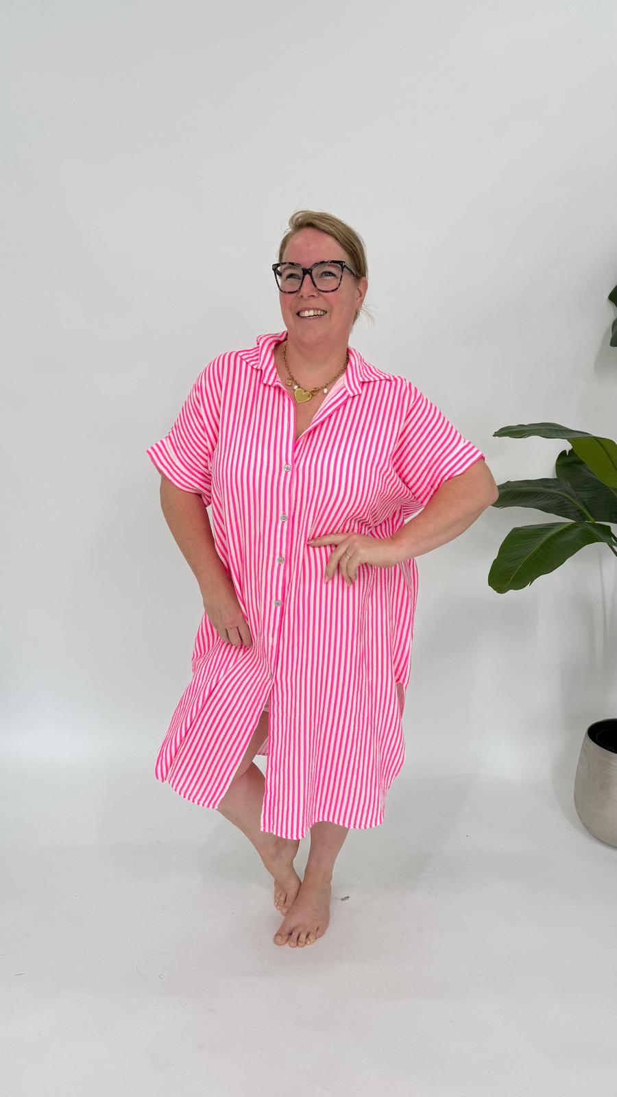 MOUSSELINE STREEP BLOUSE JURK - 2101