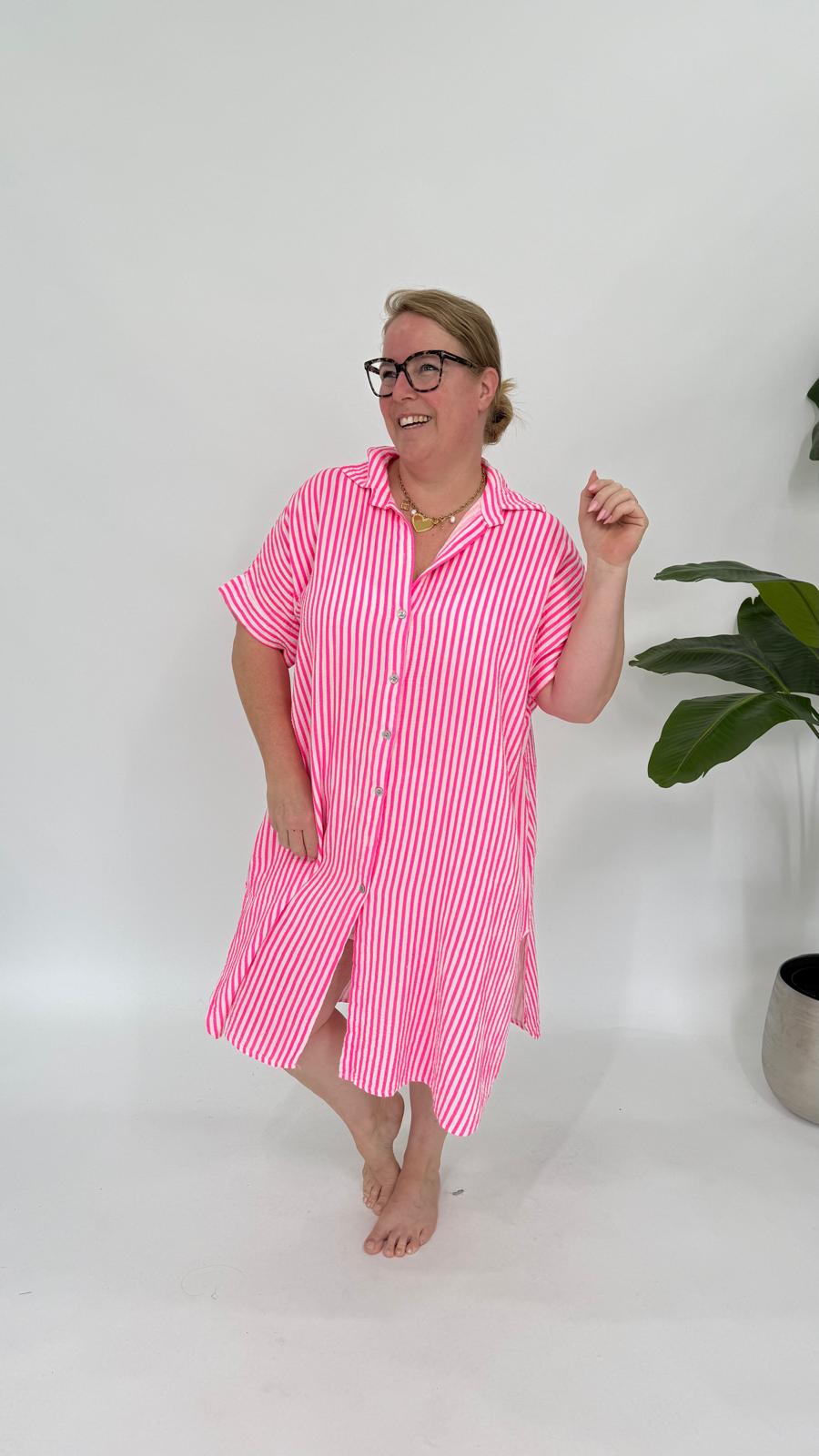 MOUSSELINE STREEP BLOUSE JURK - 2101
