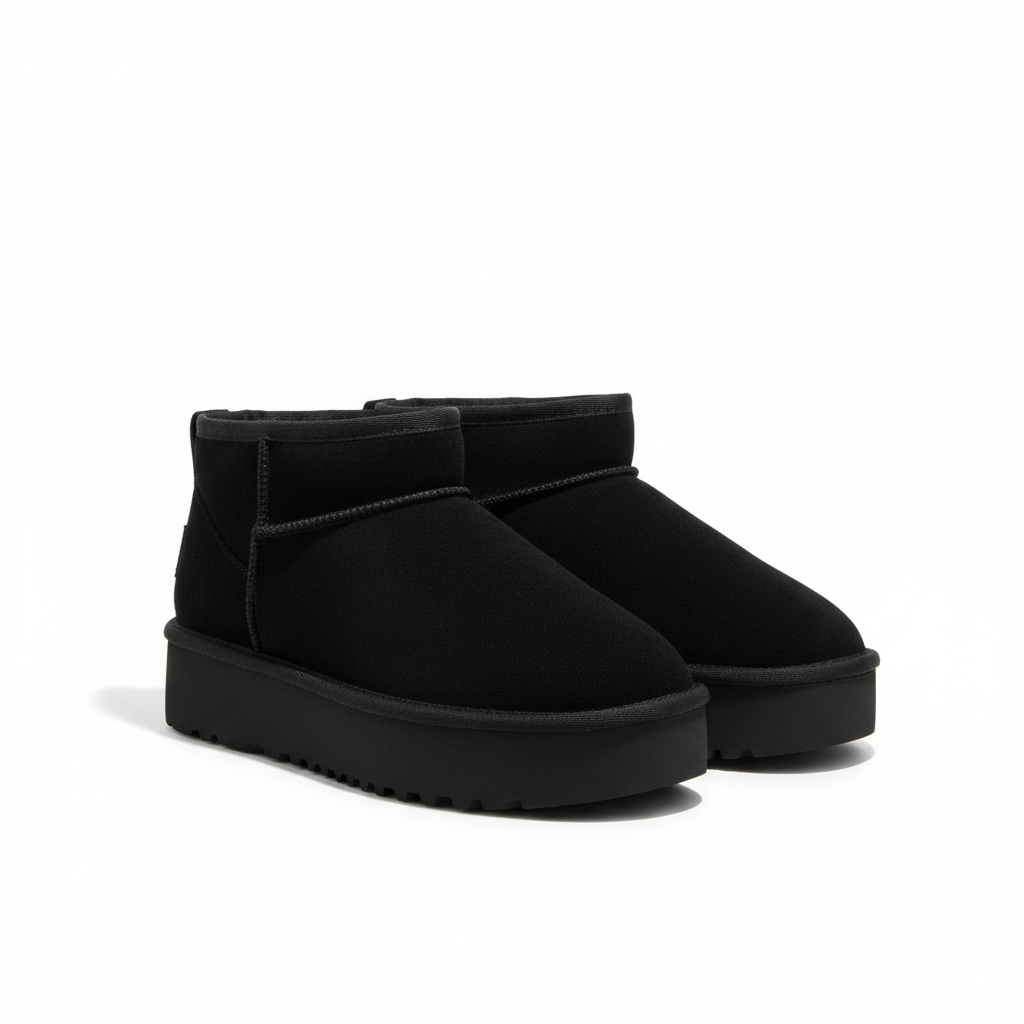 UGGIES REAL LEATHER ZWART