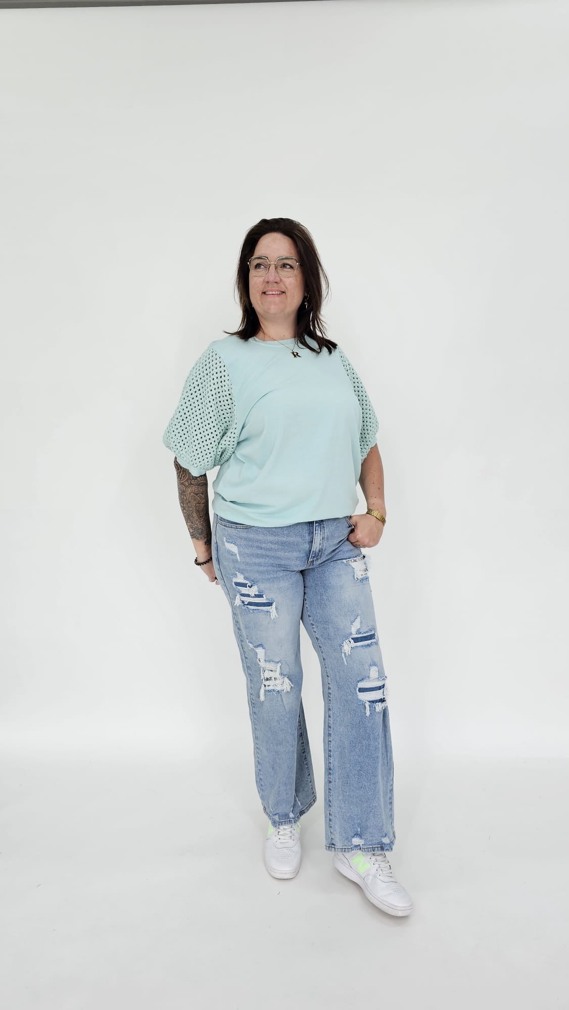 GEHAAKTE BALLON MOUW SHIRT - 2062