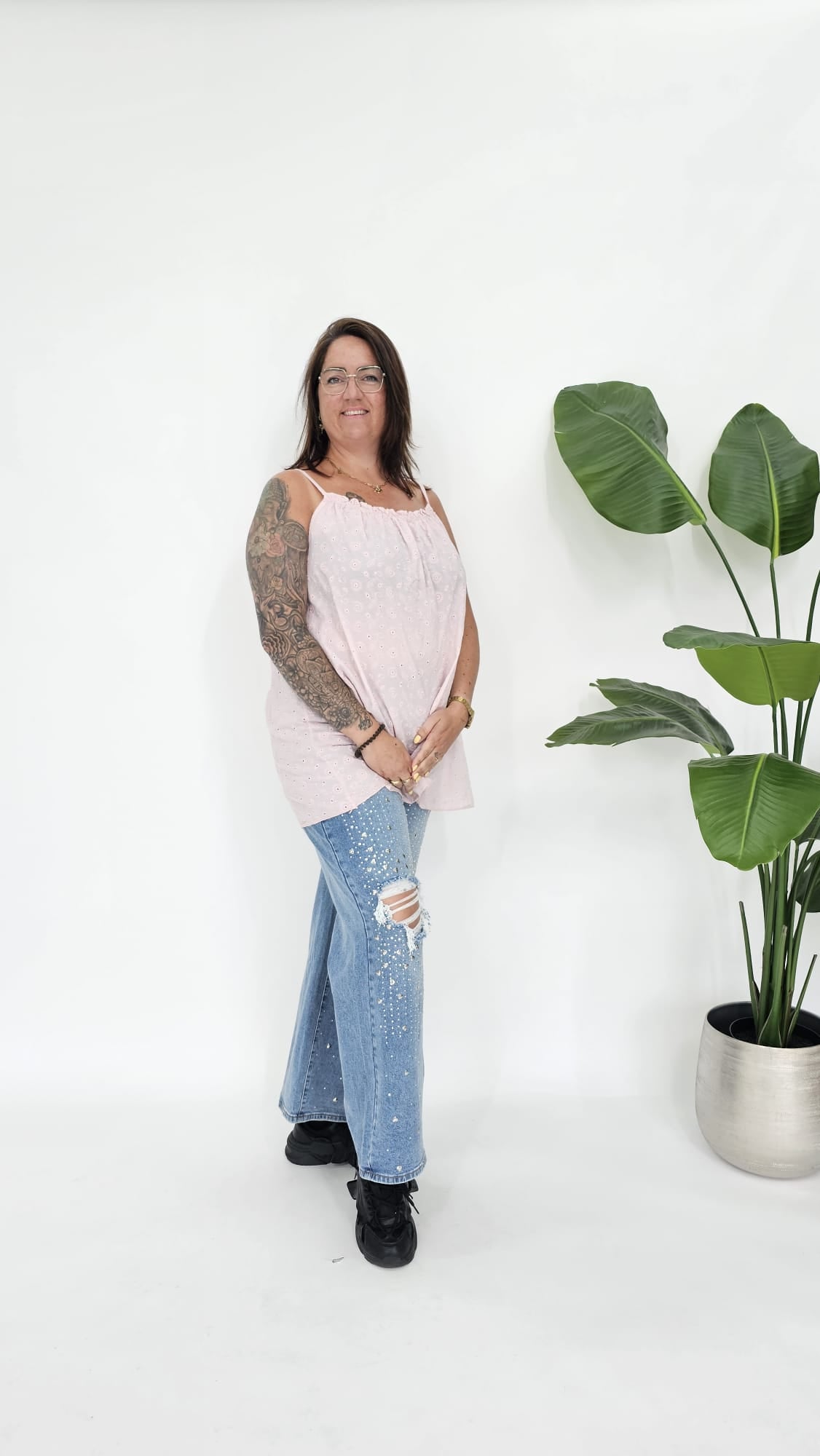 KATOENEN BRODERIE TOP - 2098