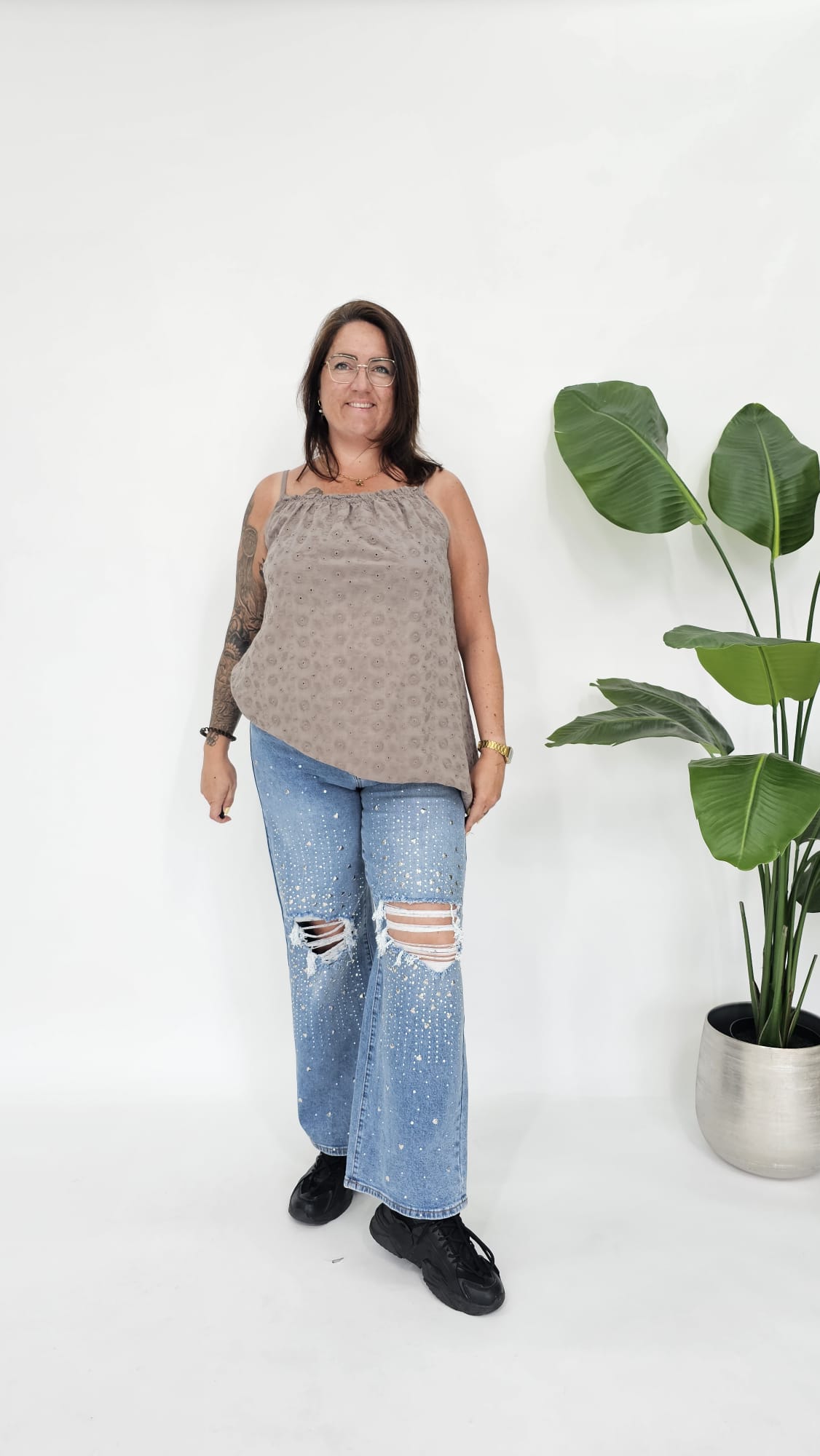 KATOENEN BRODERIE TOP - 2098