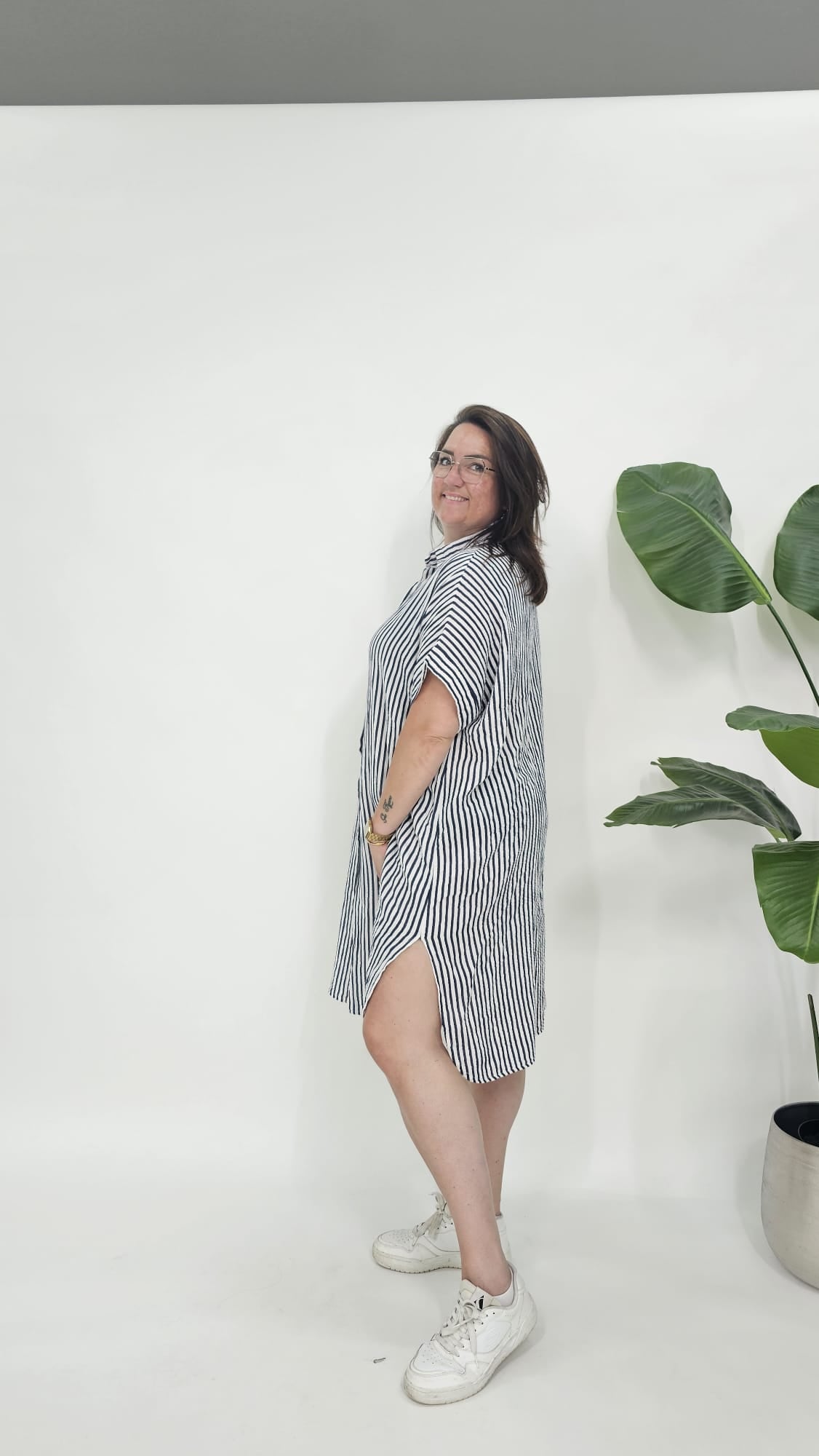 MOUSSELINE STREEP BLOUSE JURK - 2101