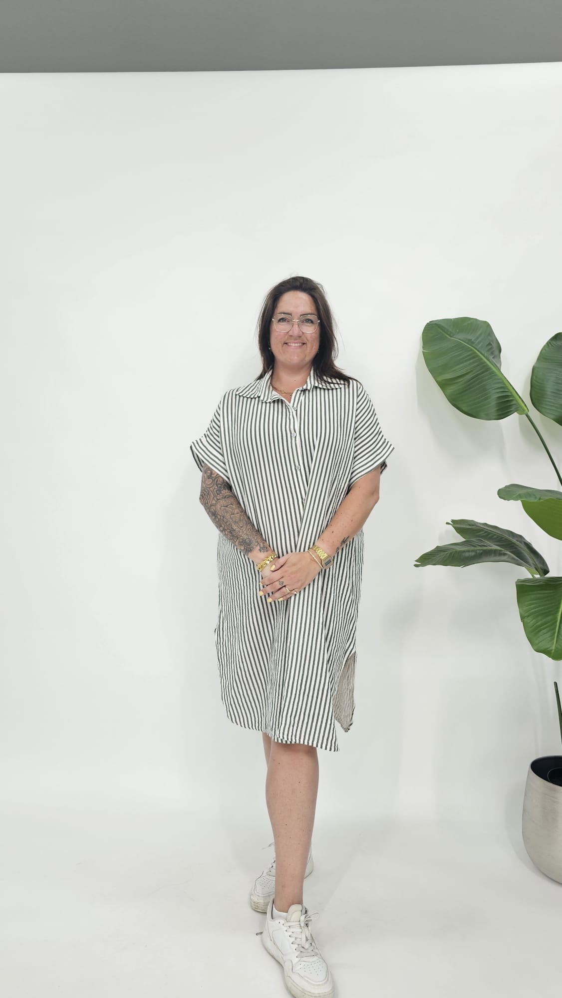 MOUSSELINE STREEP BLOUSE JURK - 2101