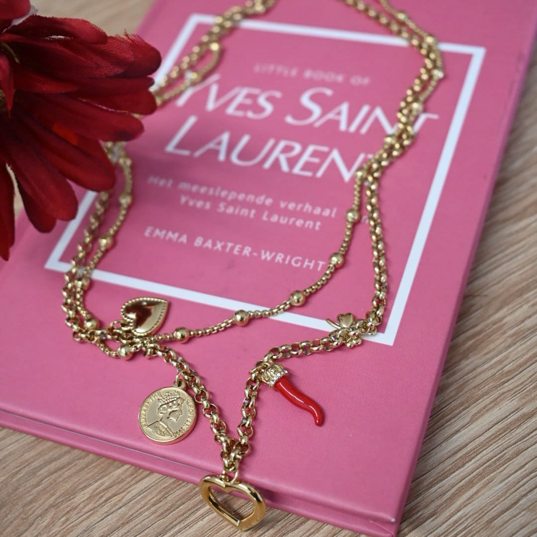 DIAMANT-HERZ-KETTE - GOLD