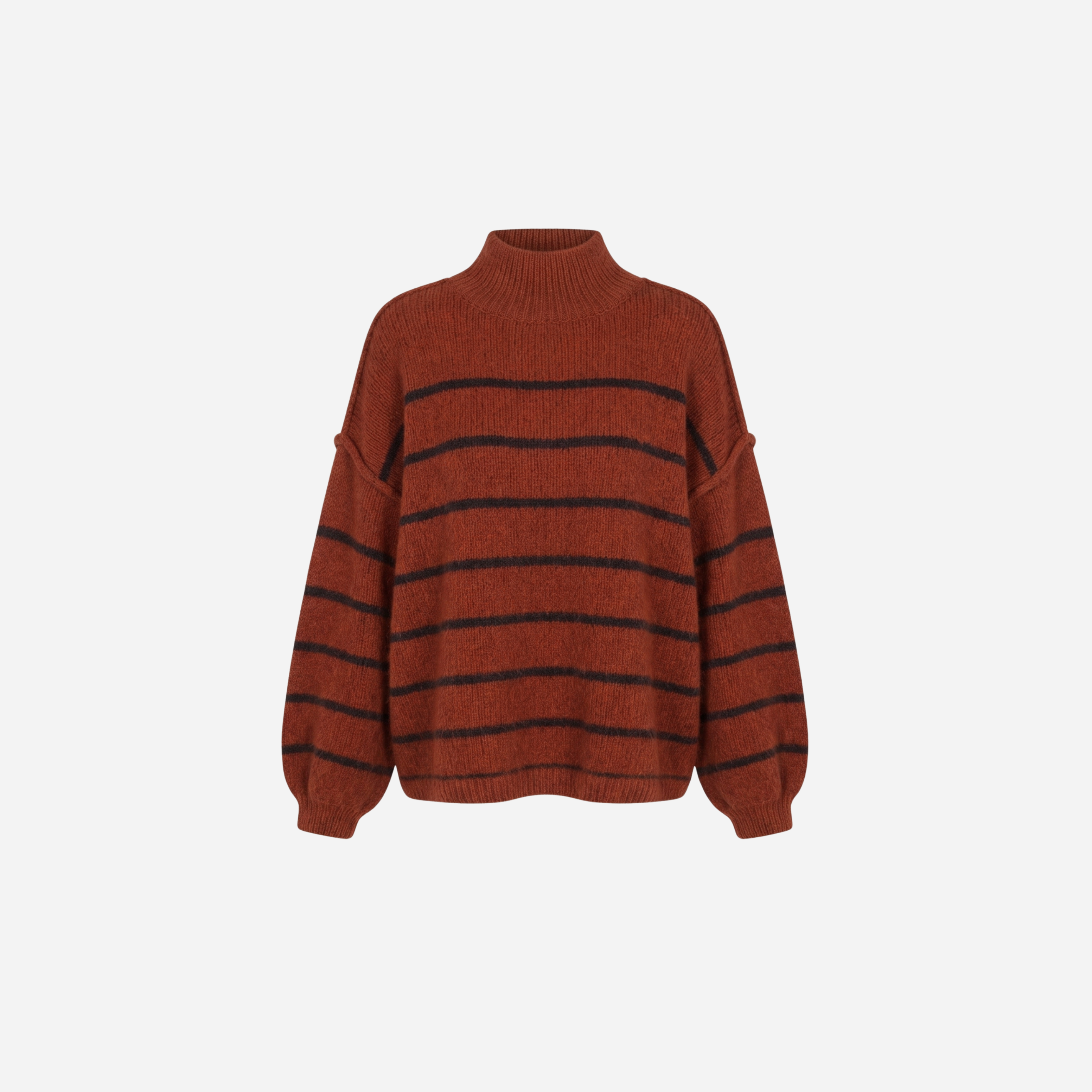 STREEP KNIT MET BALLONMOUW BRIQUE