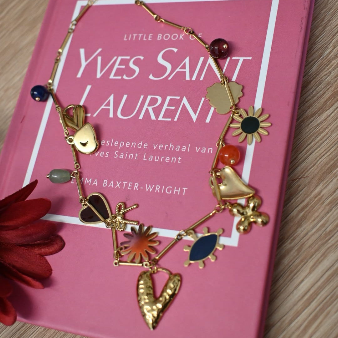 DIAMANT-HERZ-KETTE - GOLD