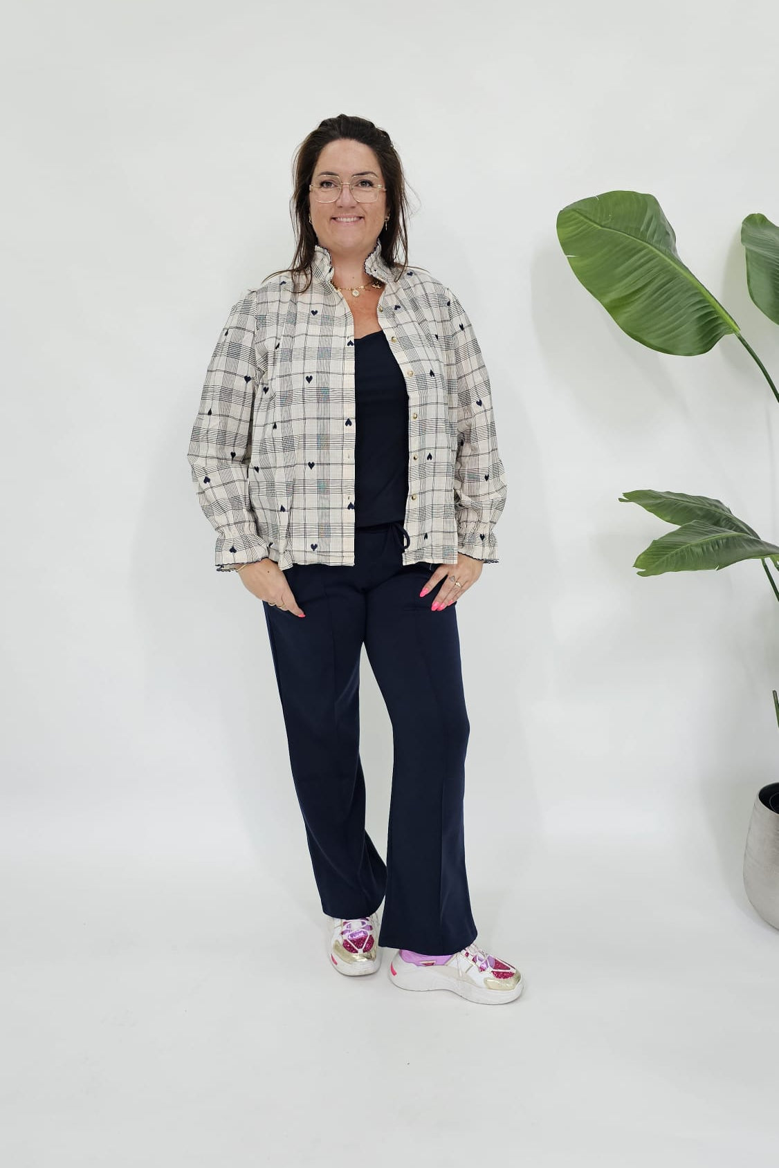 RUIT BLOUSE MET HARTJES BEIGE