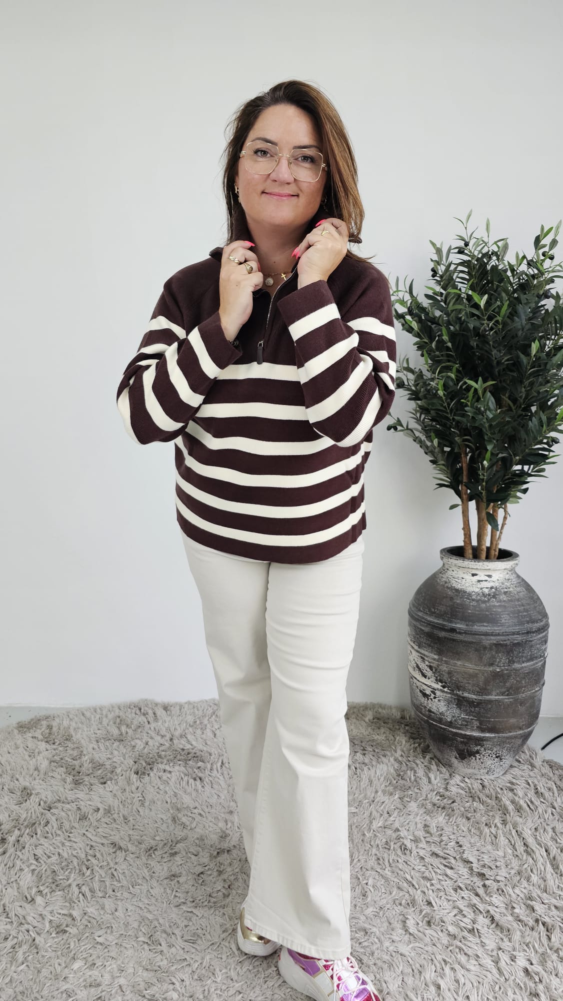 STREEP KNIT ESPRESSO/OFFWHITE