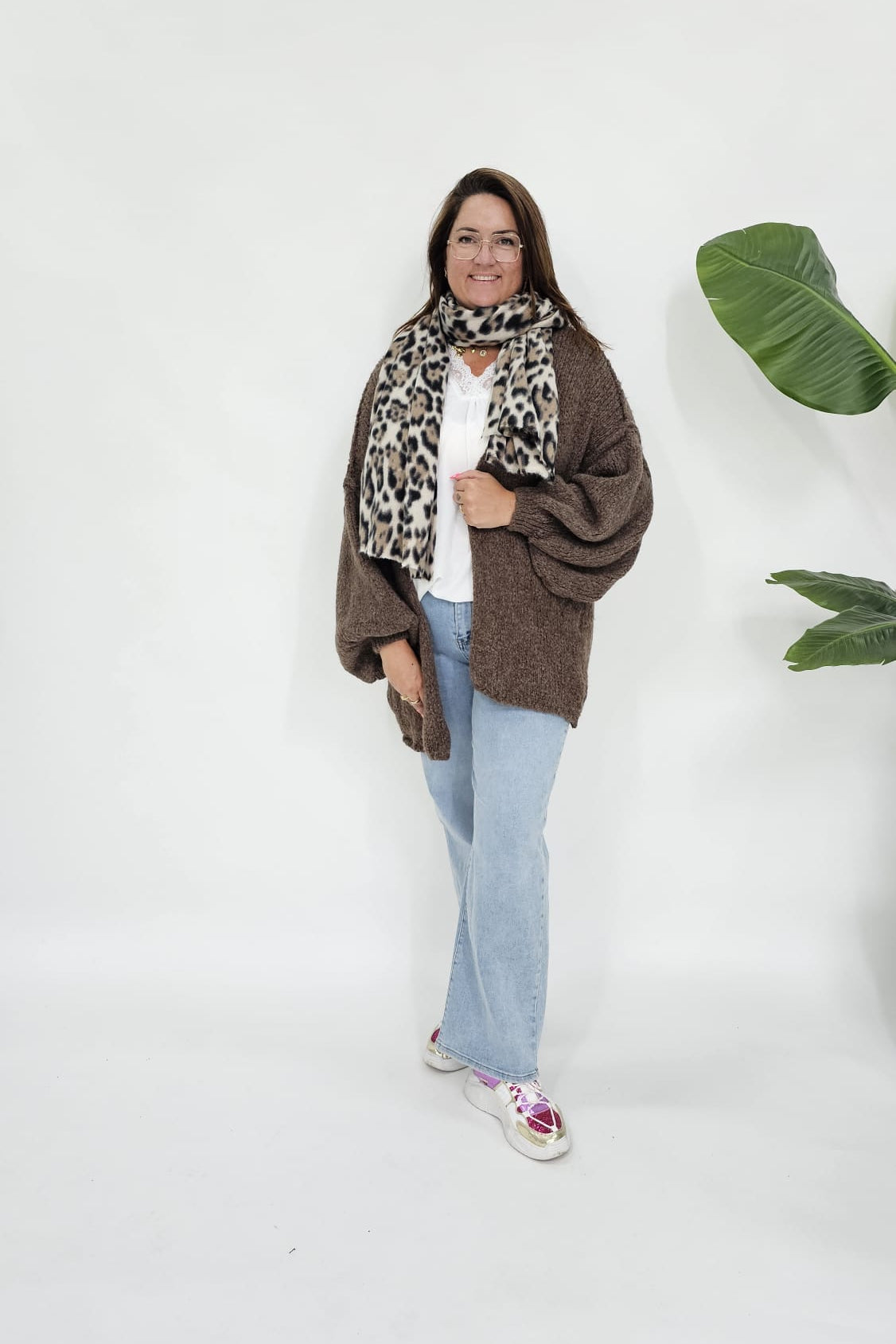 SJAAL MET PANTER PRINT BEIGE
