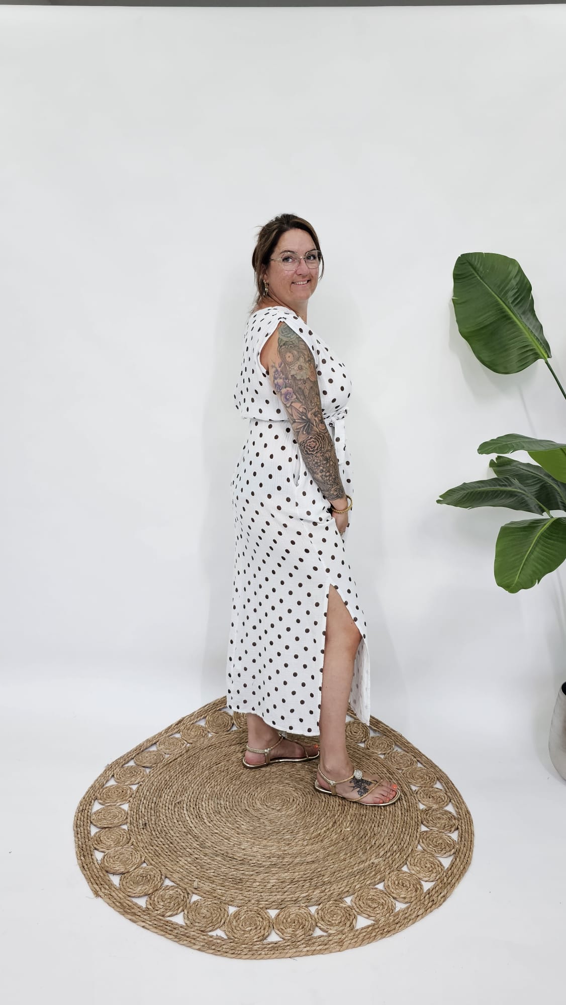 MOUSSELINE ONE SHOULDER DOTS - 2147