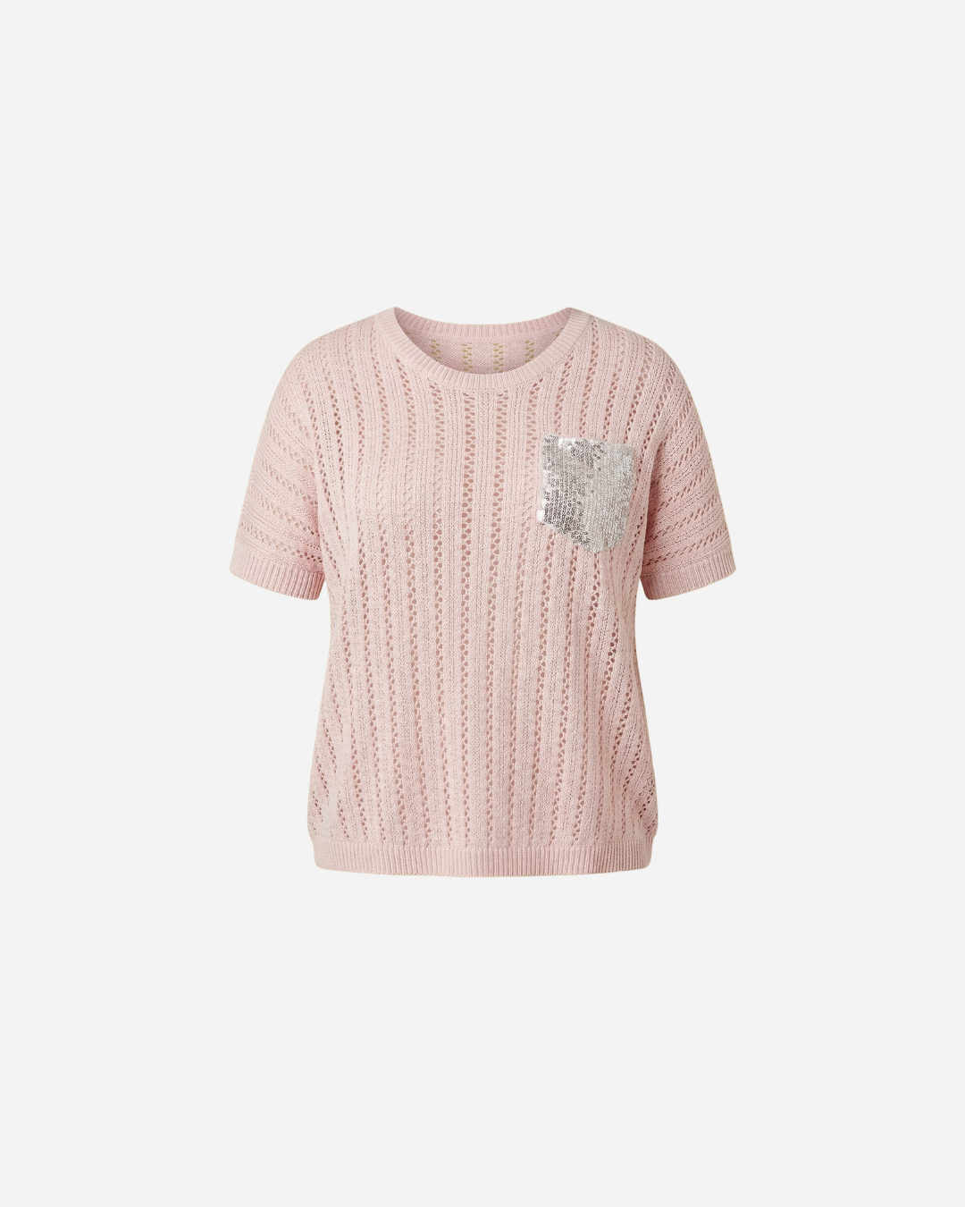 GEBREID T-SHIRT MET GLITTERZAKJE - 1986